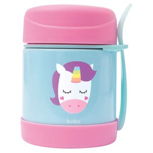 Pote Térmico Infantil Bebê Buba Animais Fun com Talher Leão Macaco Unicórnio Girafa Buba