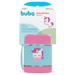 Pote Térmico Infantil Bebê Buba Animais Fun com Talher Leão Macaco Unicórnio Girafa Buba - 4