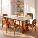 Ver imagem 1 de Conjunto Sala de Jantar 1 Mesa Retangular Tali 180cm 6 Cadeiras Miriti CabeCasa MadeiraOriginals