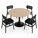 Ver imagem 3 de Mesa de Jantar Saarinen Redondo 110 cm Tampo Mármore Travertino Base Laca Preta