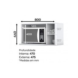 Armário de Cozinha Modulado Essência para Micro-ondas Cinza - Henn - 3