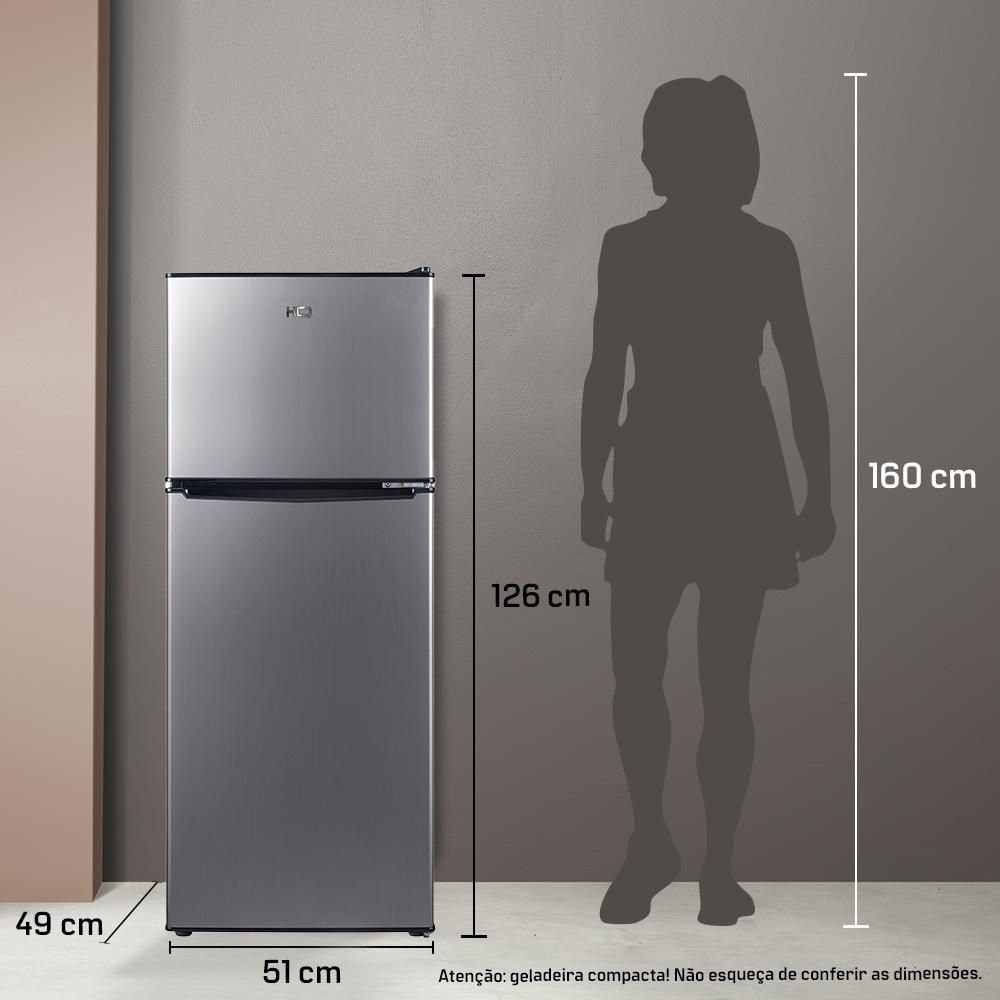 Geladeira Refrigerador Compacto Hq Defrost 140 Litros Preto/inox