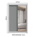 Ver imagem 4 de Guarda-roupa Solteiro 2 Portas de Correr com Espelho 2 Gavetas Branco/cinza Vivare Madesa