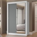 Ver imagem 1 de Guarda-roupa Solteiro 2 Portas de Correr com Espelho 2 Gavetas Branco/cinza Vivare Madesa