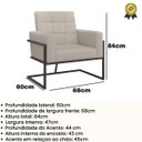 Ver imagem 3 de Poltrona Base de Ferro Reforçado para Recepção Clinica Tecido Corano Luxo Estrutura Reforçada