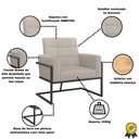 Ver imagem 2 de Poltrona Base de Ferro Reforçado para Recepção Clinica Tecido Corano Luxo Estrutura Reforçada