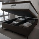 Ver imagem 5 de Cama Box Baú King Gazin Colchão Molas Ensacadas com Pillow Top Tower 193x203x75cm Branco-marrom
