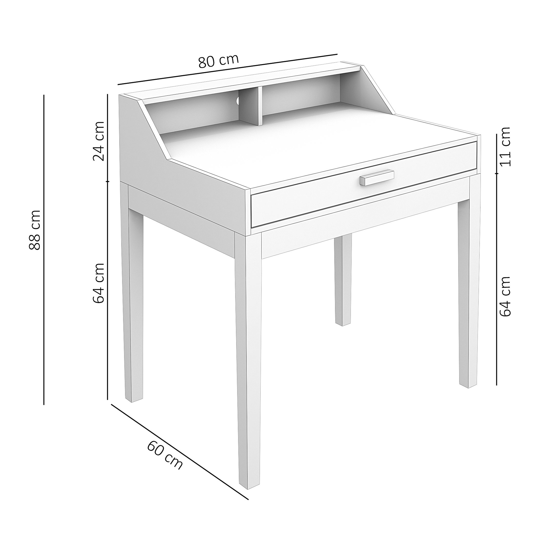 mesa de estudo com 1 gaveta teens decoração infantil menta - 3