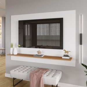 Painel Columbia 01 Prateleira P e Tv Ate 50 Pol. Branco e Montana