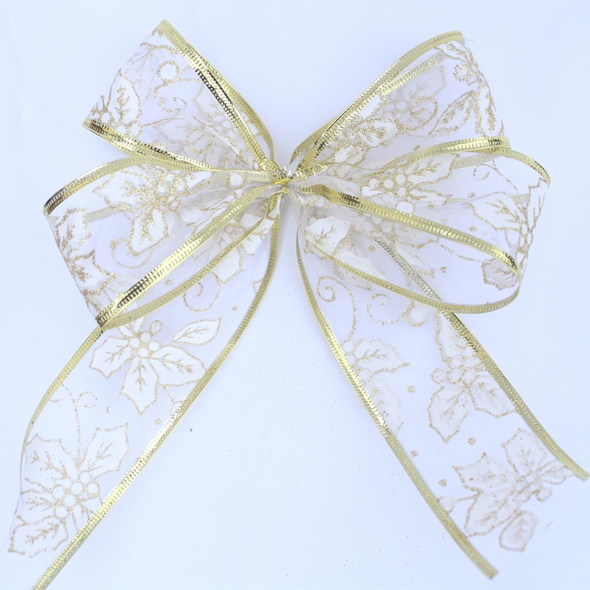 Kit 12 Rolo Fita Aramada Branca Dourada Decoração Natal 2,5m - 4