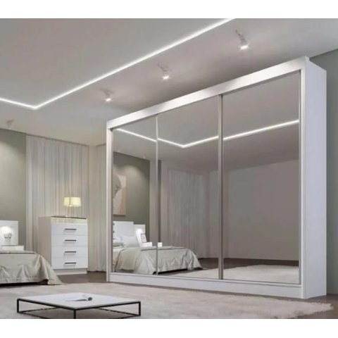 Guarda Roupa Dubai 3 Portas Espelhadas Branco - D Doro