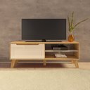Ver imagem 1 de Rack para TV até 55 Polegadas MDF 134cm 1 Porta 2 Nicho Lotus Verona Artely Bege