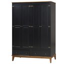 Ver imagem 1 de Armario Malibu 4 Portas e 2 Gavetas Cor Preto com Amendoa 204 Cm - 62384
