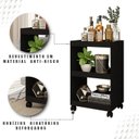 Ver imagem 6 de Carrinho com Rodinhas Multiuso Bar Aparador Organizador com 3 Prateleiras Preto