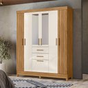 Ver imagem 5 de Guarda Roupa Solteiro Malta 7 Portas Freijó Off White com Espelho - Moval