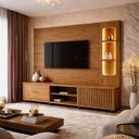 Ver imagem 1 de Estante Home 2,10m Lukaliam Móveis para TV até 70 Polegadas com LED no Nicho 1 Porta Correr Ripado