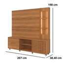 Ver imagem 4 de Estante Home 2,10m Lukaliam Móveis para TV até 70 Polegadas com LED no Nicho 1 Porta Correr Ripado