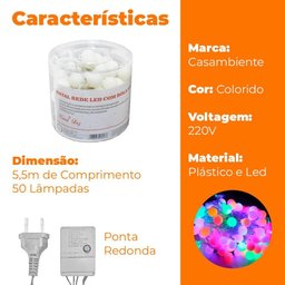 Pisca Pisca Natal Bolinhas Led Colorido 50 Lâmpadas 220V - Casambiente NATAL275 - 5