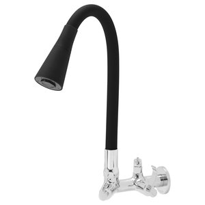 Torneira Flexivel de Parede com Saída para Purificador de Agua 1/4 Tubo Preto Dois Jatos Samer Metai