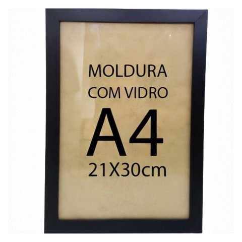 Moldura Quadro A4 21x30cm Diploma Certificado Foto com Vidro Empório do Adesivo Moldura Preta 05 Uni