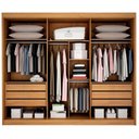 Ver imagem 2 de Guarda Roupa Casal 3 Portas San Marino Gold 6 Gavetas Cinamomo Ripado com Espelho - Leifer