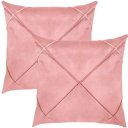 Ver imagem 1 de Kit 2 Capa de Almofada Suede Aveludada Drapeada 45x45cm Rosê