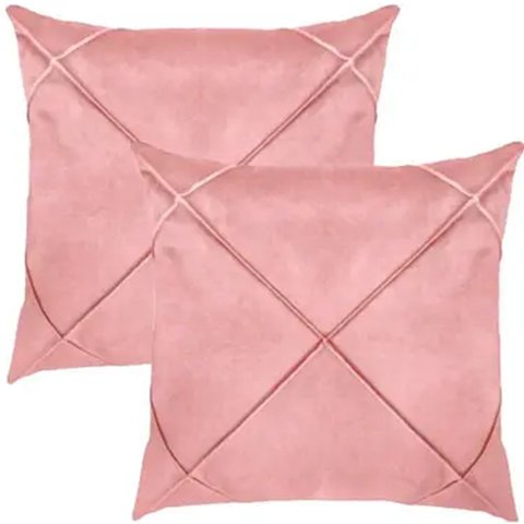 Kit 2 Capa de Almofada Suede Aveludada Drapeada 45x45cm Rosê