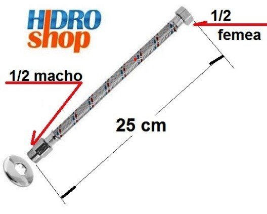 Ligação Flexível para Água MxF 1/2 x 25 Cm - 250106 - 1