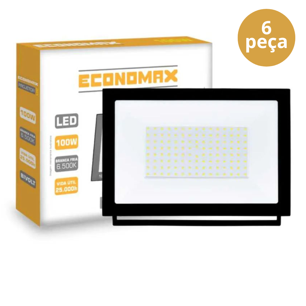 6 Refletor Slim Led 100w 6.500k Alta Potência - 3