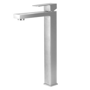 Torneira Bancada Banheiro Alta Quadrada Inox Escovado 1/4v