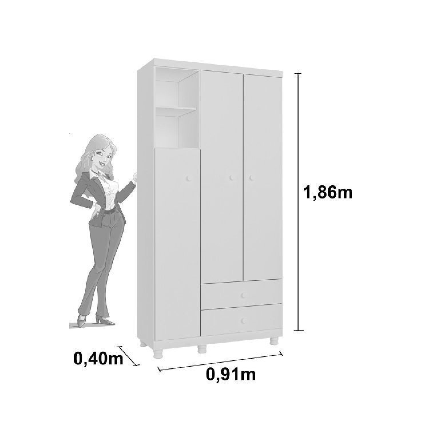 Quarto de Bebê com Berço Mini Cama e Guarda Roupa 3 Portas e Pés Amore Tcil Móveis - 10
