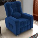 Ver imagem 2 de Poltrona do Papai Clausi 82cm Reclinável Manual Veludo Azul - Sallar Home