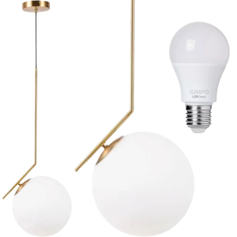 Luminária Pendente Jabuticaba 45cm Angular Globo Vidro 15cm Teto Gimpo Kjdd-e-059-12 + 1 Lâmpada Led