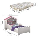 Ver imagem 4 de Cama Juvenil Magia com Colchão Cabeceira Casinha com Nichos e Proteção Lateral para Quarto Infantil