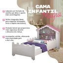 Ver imagem 3 de Cama Juvenil Magia com Colchão Cabeceira Casinha com Nichos e Proteção Lateral para Quarto Infantil