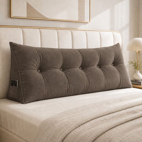 Almofada Encosto Triangular Cama Leitura Cabeceira Suede