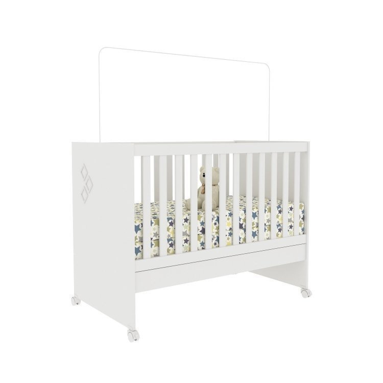 Quarto de Bebê Completo Berço Guarda Roupa 2 Portas Cômoda 3 Gavetas Doçura com Pés Tcil Móveis - 9