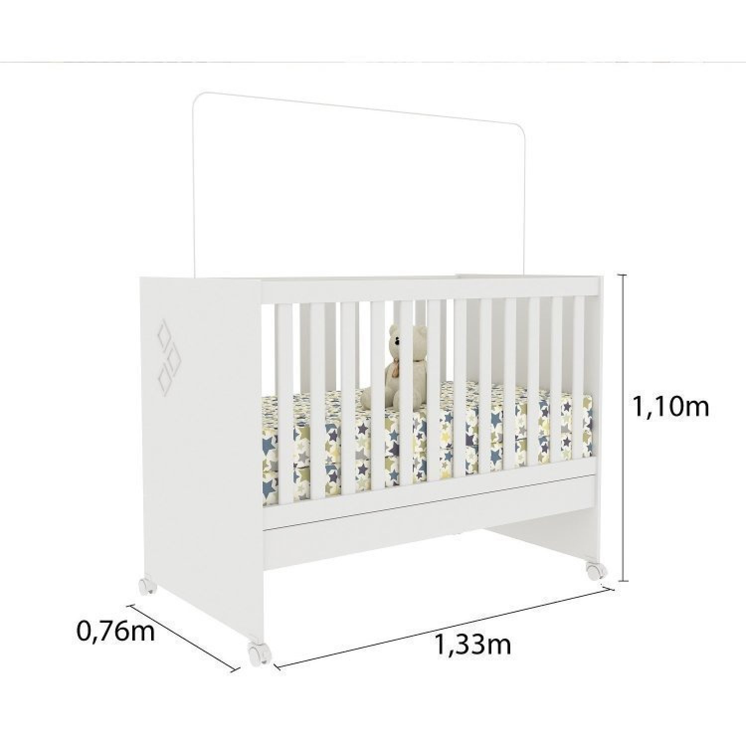 Quarto de Bebê Completo Berço Guarda Roupa 2 Portas Cômoda 3 Gavetas Doçura com Pés Tcil Móveis - 10