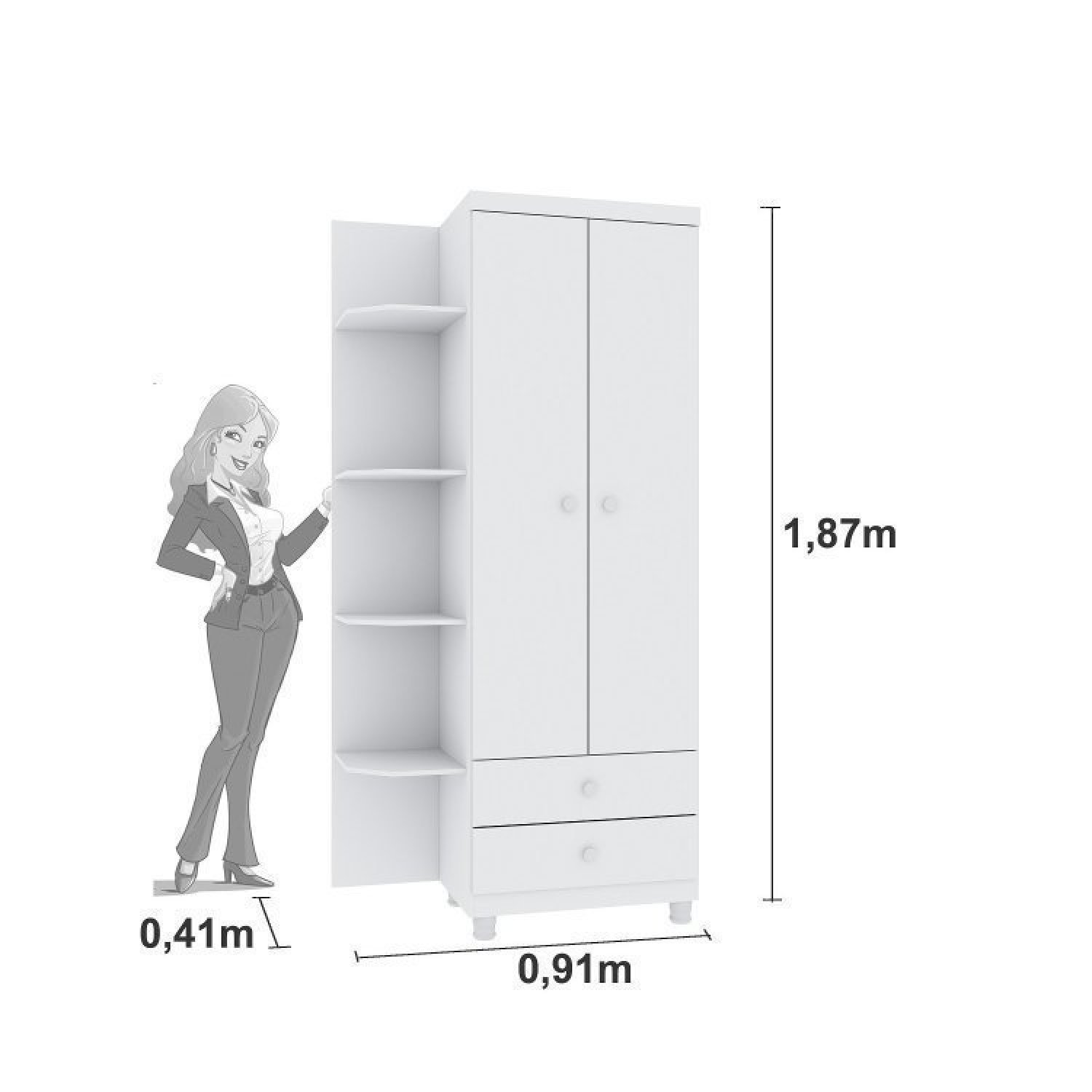 Quarto de Bebê Completo Berço Guarda Roupa 2 Portas Cômoda 3 Gavetas Doçura com Pés Tcil Móveis - 6