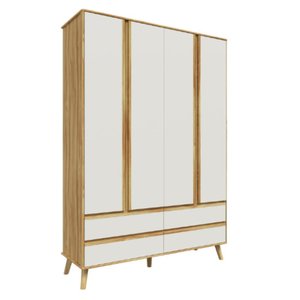 Guarda Roupa Infantil Théo 4 Portas Peroba Amêndoa/off White