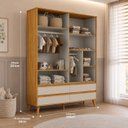 Ver imagem 2 de Guarda Roupa Infantil Théo 4 Portas Peroba Amêndoa/Off White