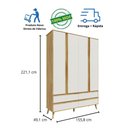 Ver imagem 4 de Guarda Roupa Infantil Théo 4 Portas Peroba Amêndoa/off White