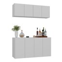Ver imagem 1 de Kit Bar Armário Aéreo e Aparador 4 Portas Multimóveis Mp1075 Branco