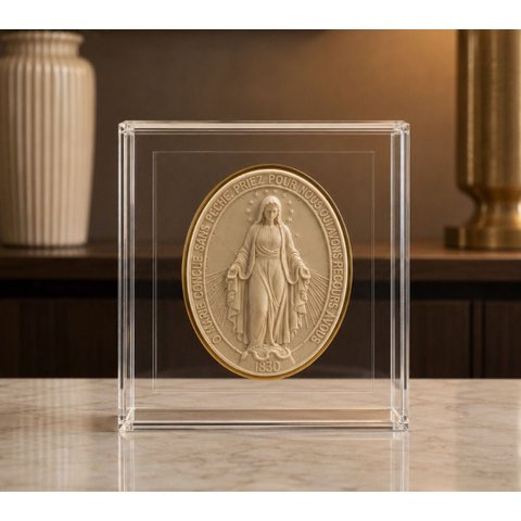 Quadro Acrílico Nossa Senhora Das Graças Resina 15x15x5cm - Box Luxo Religioso