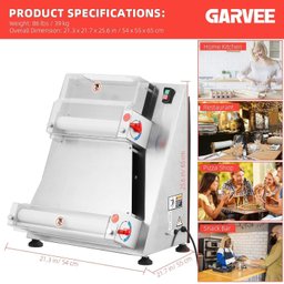 Takywep Rolo Automático de Massa de Pizza Comercial 370w, 40cm, Aço Inox - 4