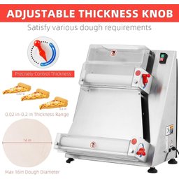 Takywep Rolo Automático de Massa de Pizza Comercial 370w, 40cm, Aço Inox - 5