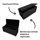 Ver imagem 3 de Bau Solteiro Suede Pé de Cama Guarda Volumes Assento - Preto