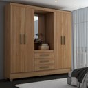 Ver imagem 1 de Guarda-roupa Solteiro Capelinha 4 Portas 3 Gavetas com Espelho - Panorama Móveis