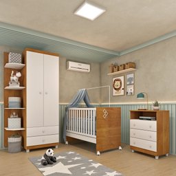 Quarto de Bebê Completo Berço Guarda Roupa 2 Portas Cômoda Doçura com Pés Tcil Móveis - 1 Quarto de Bebê Completo Berço Guarda Roupa 2 Portas Cômoda Doçura com Pés Tcil Móveis - 1