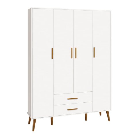 Guarda-roupa Isis 4 Portas e 2 Gavetas – Branco Fosco